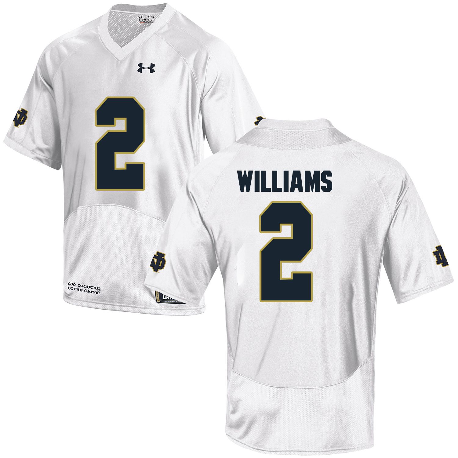 Men Norte Dame Fighting Irish #2 Williams White Customized NCAA Jerseys->customized ncaa jersey->Custom Jersey